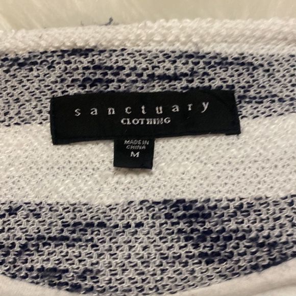 Sanctuary Navy Stripe Moto Asymmetrical Zip Jacket - Picture 2 of 5